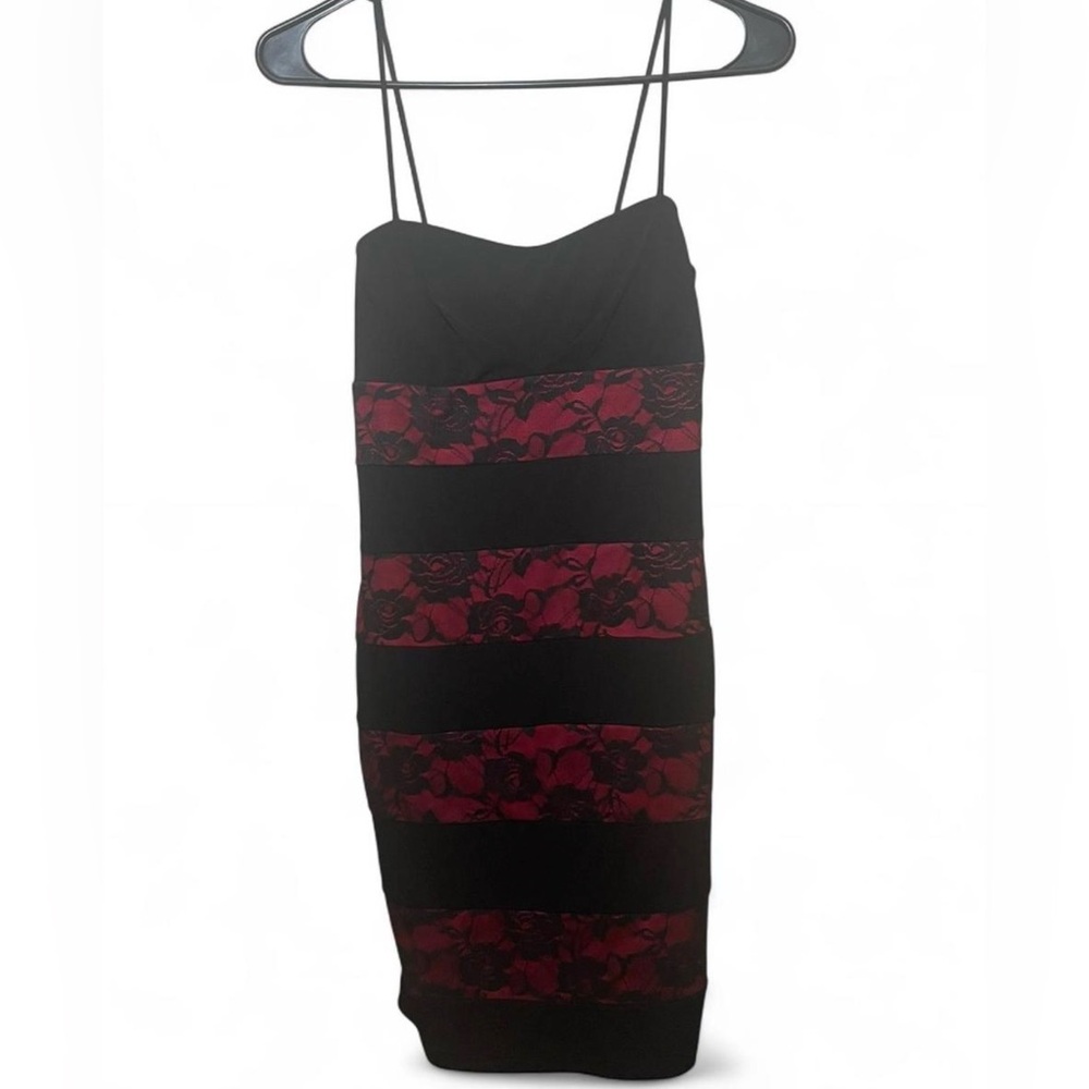 Sweet Storm Bodycon Y2K Black and Red Lace Dress size M